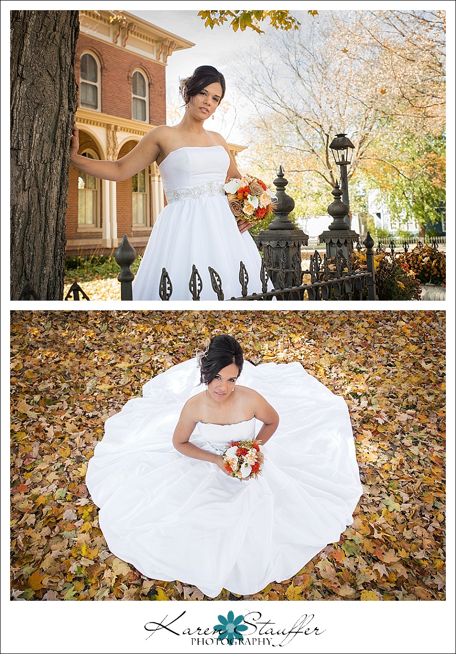 Bride in Fall leaves