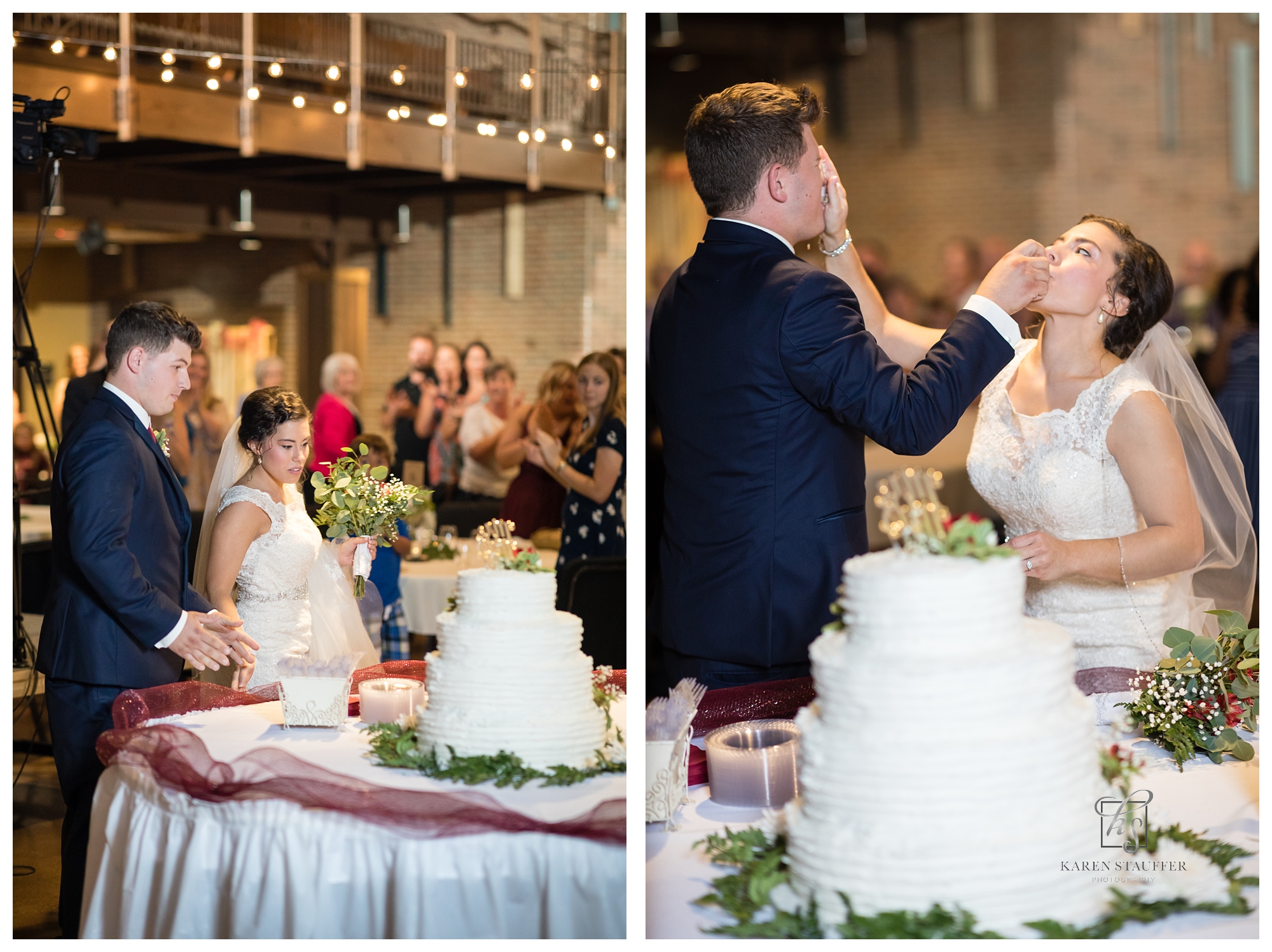 Wedding cake cutting at Eastview Christian Church