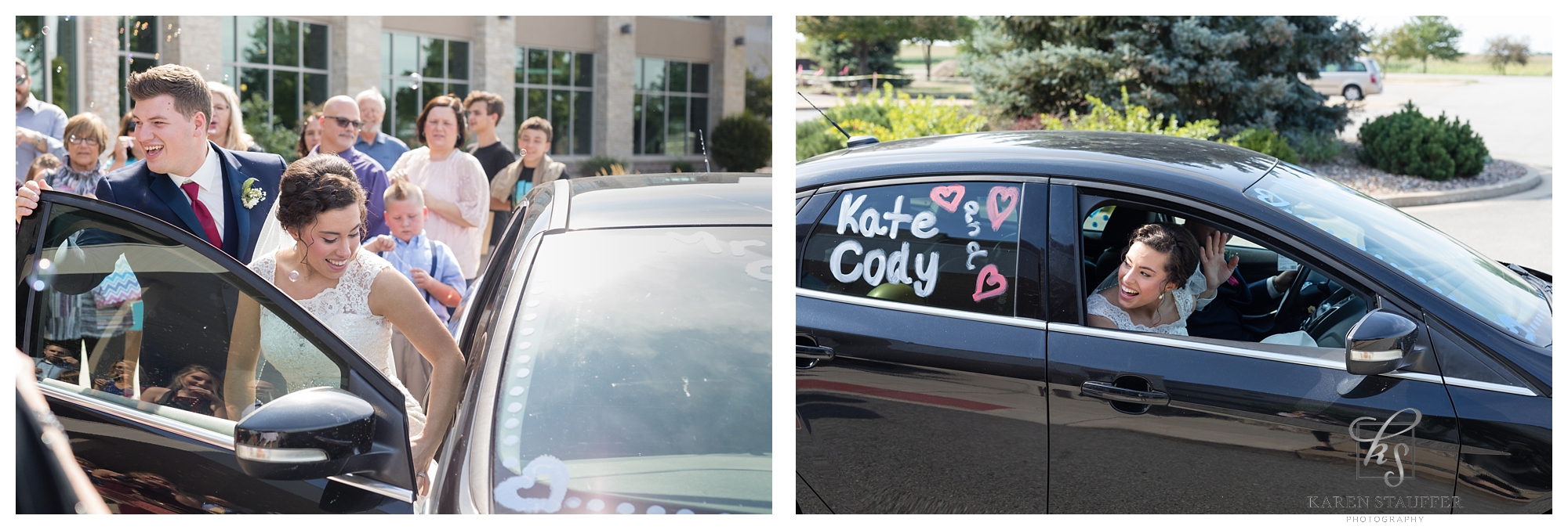 bride and groom at Eastview Christian Church, Normal Illinois